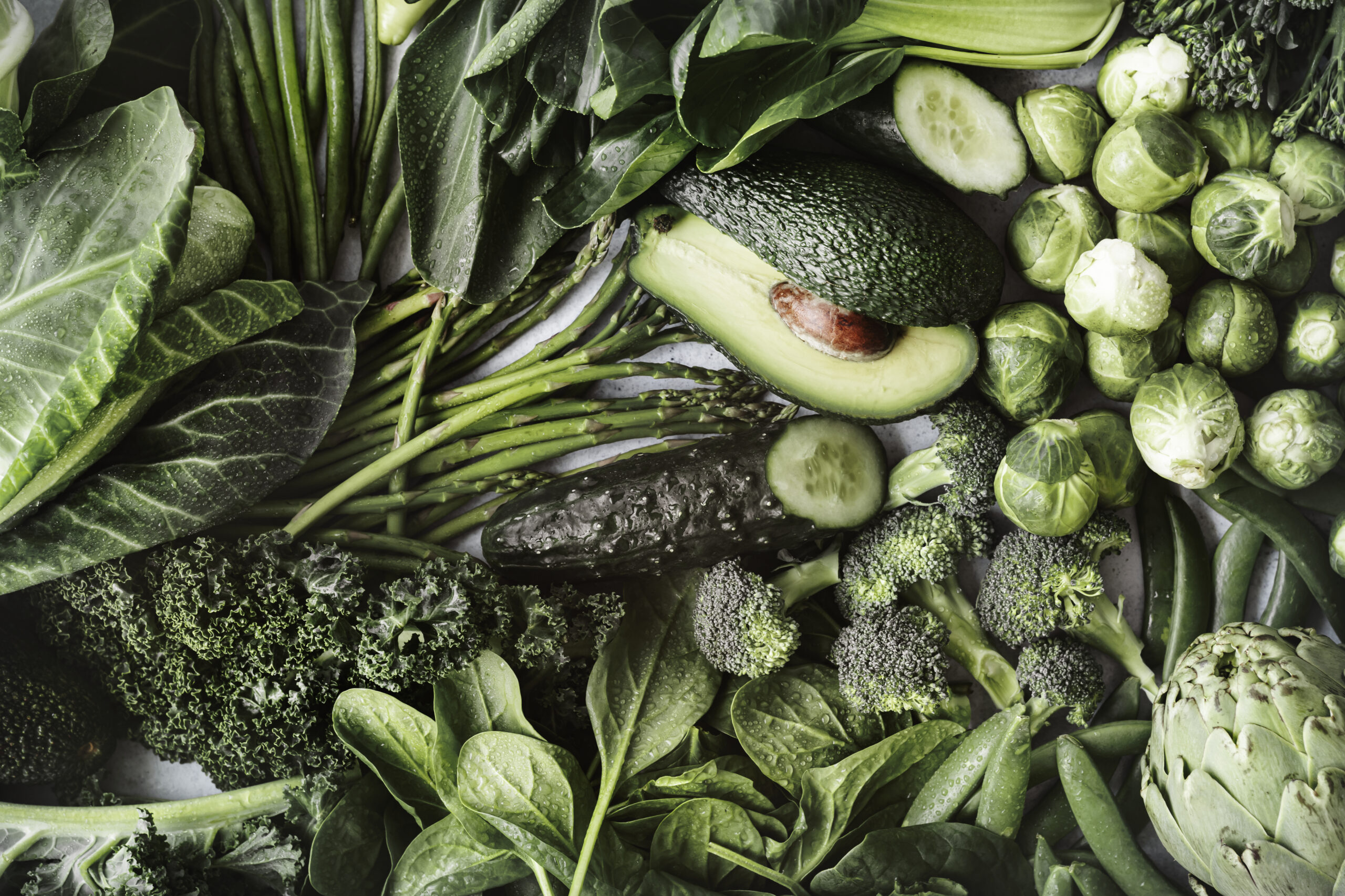 Green vegetables flat lay for healthy diet Green vegetables flat lay for healthy diet