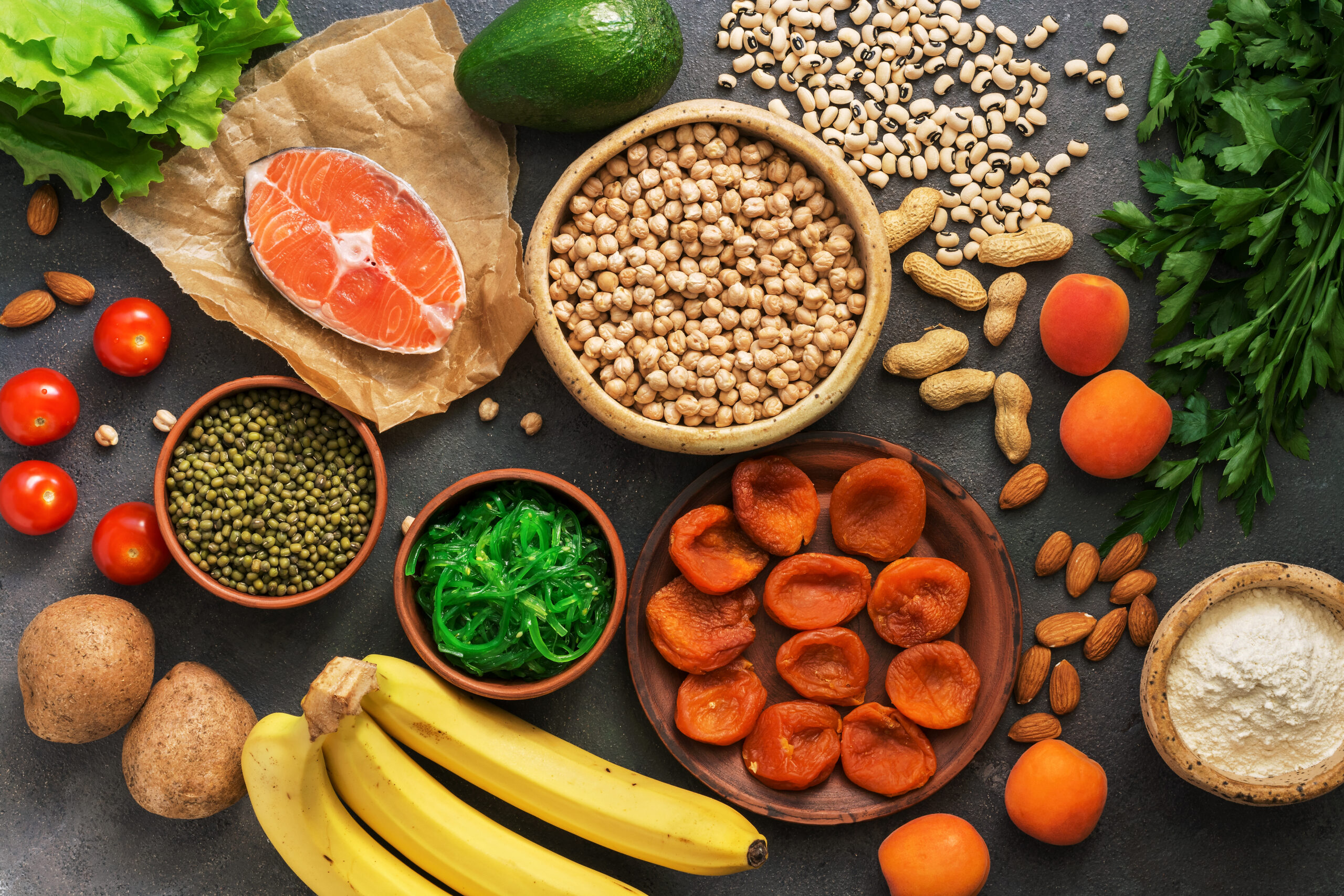 Healthy,Foods,High,In,Potassium.,A,Variety,Of,Legumes,,Salmon, Healthy,Foods,High,In,Potassium.,A,Variety,Of,Legumes,,Salmon,