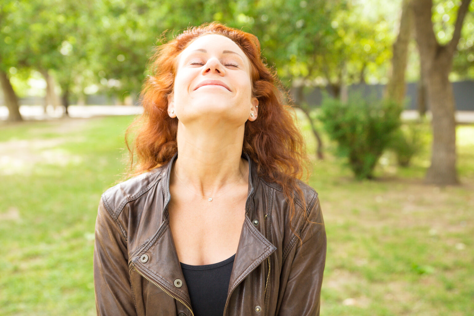 Relaxed carefree beautiful woman with closed eyes Relaxed carefree beautiful woman with closed eyes