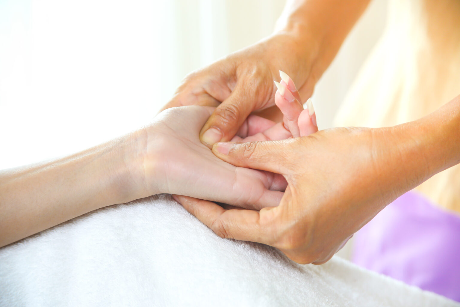 Female hand massage with pressure point massage Female hand massage with pressure point massage