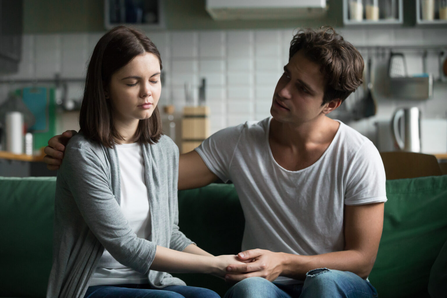 Loving understanding boyfriend comforting consoling sad girlfrie Loving understanding boyfriend comforting consoling sad girlfrie